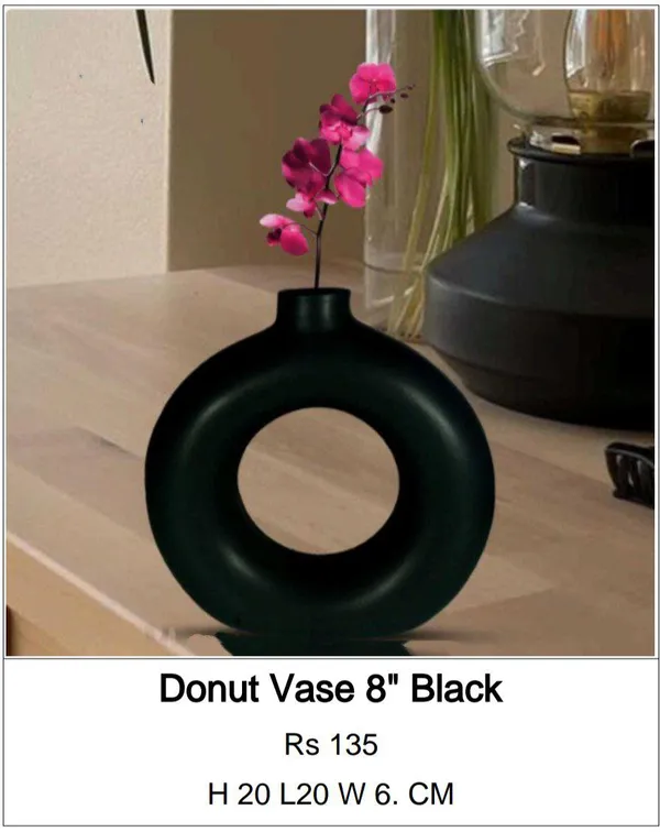 Black_Ceramic_Modern_Donut_Circular_Matte_Vase