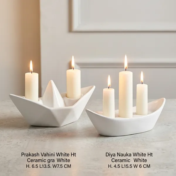 White_Ceramic_Classic_Boat_Shaped_Candle_Holder_Set_Of_2