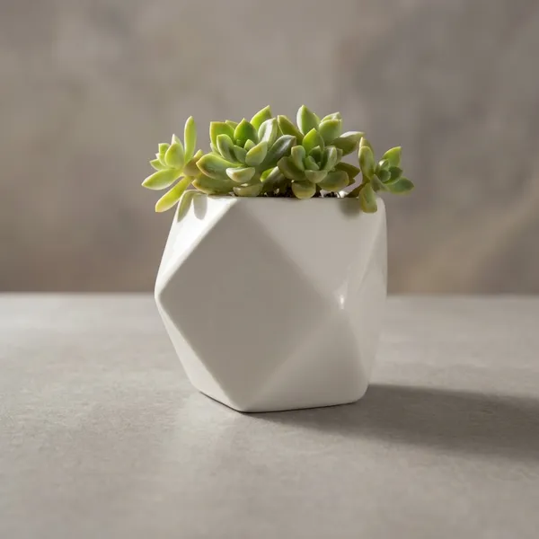 White_Ceramic_Modern_Geometric_Planter_With_Artificial_Succulents