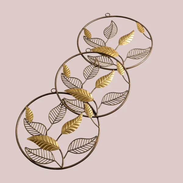 Gold_Iron_Decorative_Mango_Leaves_Floral_Wall_Art_Set_Of_3