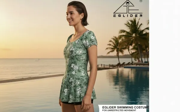Green_Printed_One-Piece_Swimsuit_With_Shorts_For_Women