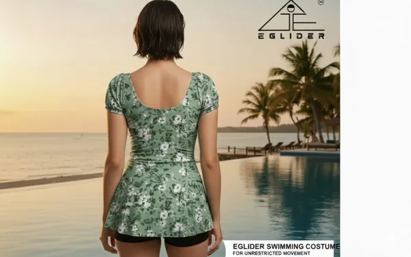 Green_Printed_One-Piece_Swimsuit_With_Shorts_For_Women