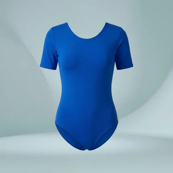 Blue_Nylon_V_Cut_Half_Sleeves_Female_Yoga_Suit_For_Women