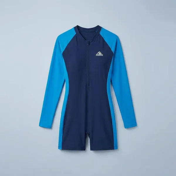 Blue_Nylon_Full_Sleeves_With_Half_Slacks_Yogasuit_With_Back_Zipper_For_Women