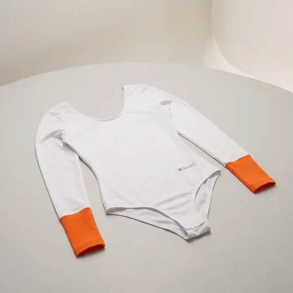 White_Nylon_V_Cut_Full_Sleeves_Yoga_Suit_For_Women