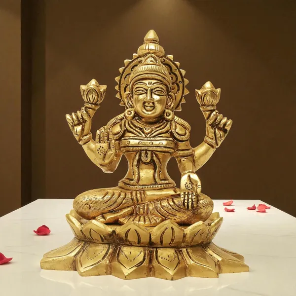 Antique_100%_Pure_Brass_Lotus_Lakshmi_Devi_Idol_Statue_For_Pooja_,Temple_Room_,Diwali_Decoration_Gifts