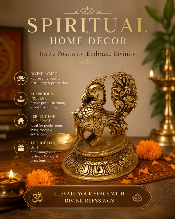 Antique_100%_Pure_Annapakshi_Deepam_Peacock_Diya_Design_Curved_Oil_Lamp/Deepak/Diya_For_Pooja_Room_Home_Decor_Temple_Office_Diwali