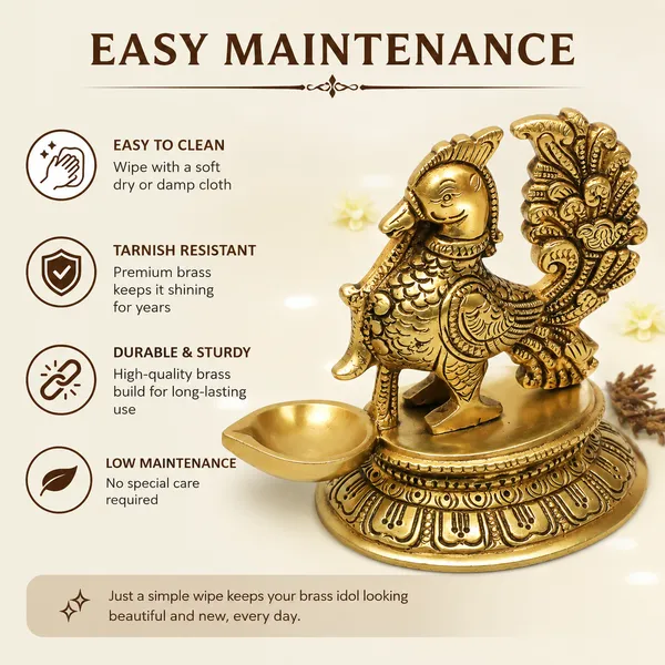 Antique_100%_Pure_Annapakshi_Deepam_Peacock_Diya_Design_Curved_Oil_Lamp/Deepak/Diya_For_Pooja_Room_Home_Decor_Temple_Office_Diwali
