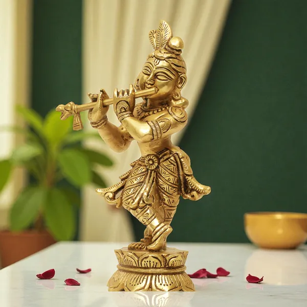 Brass_Krishna_Idol_for_Home_Décor,_Pooja_Room,_Office_|Handcrafted_Lord_Krishna_Statue,_Showpiece,_Decorative_Gift