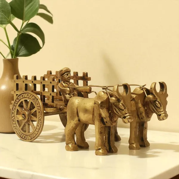 Antique_100%_Pure_Brass_Vintage_Bullock_Cart_With_Farmer_Decorative_Showpiece,Home_Decor