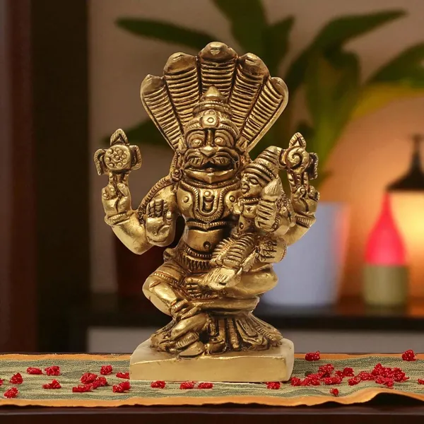 Antique_100%_Pure_Brass_Lord_Narasimha_With_Goddess_Lakshmi_Statue_Idol_Statue