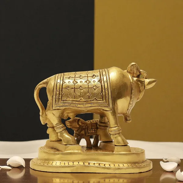 Antique_100%_Pure_Brass_Kamdhenu_Cow_And_Calf_Statue,_Vastu_Offers_Wealth,_Prosperity,_Health,_Peace_For_Home,_Office