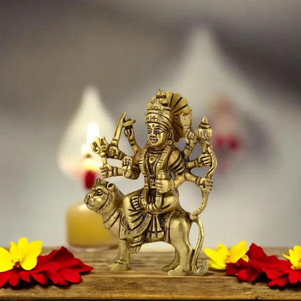 Antique_100%_Pure_Brass_Maa_Durga_Devi_Idol_Statue_Sherawali_For_Navratri_,Home_Diwali_Decoration_And_Diwali_Gifts