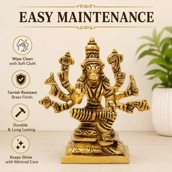 Antique_100%_Pure_Brass_Varahi_Amman_Statue_Varahi_Idol_For_Puija_Mandir,_Home_Decor
