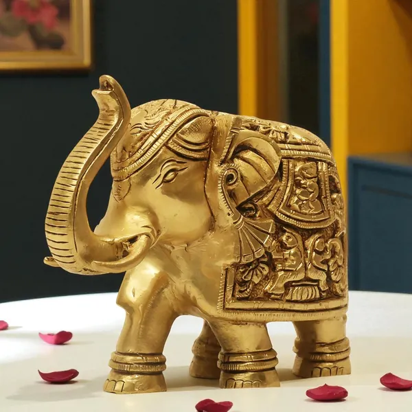 Antique_100%_Pure_Brass_Elephant_Statue_For_Home_Showpiece,_Office_Table_And_Gift_Article,_Animal_Decorative