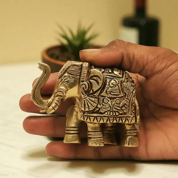 Antique_100%_Pure_Brass_Elephant_Statue_For_Home,_Office_Table_And_Gift_Article,_Animal_Decorative_Showpiece_Figurine_Article