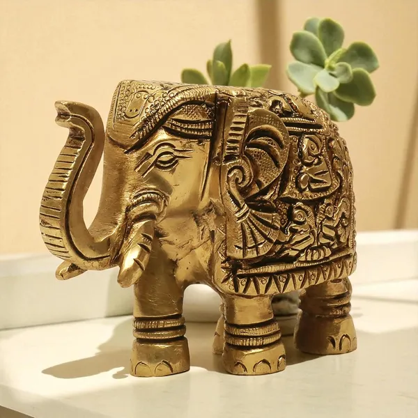 Antique_100%_Pure_Brass_Elephant_Statue_For_Home,_Office_Table_And_Gift_Article,_Animal_Decorative_Showpiece_Figurine_Article