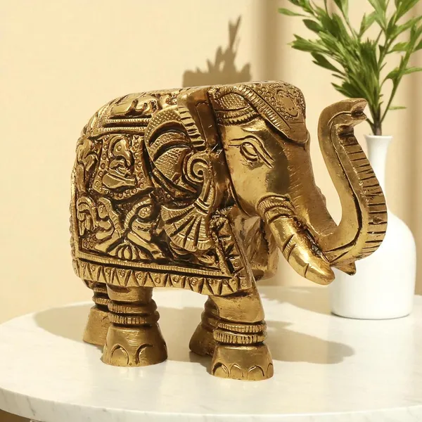 Antique_100%_Pure_Brass_Elephant_Statue_For_Home,_Office_Table_And_Gift_Article,_Animal_Decorative_Showpiece_Figurine_Article