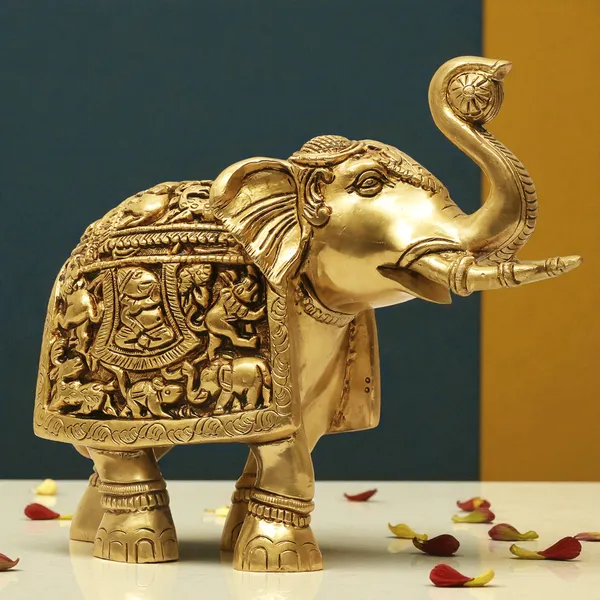 Antique_100%_Pure_Brass_Elephant_Showpiece_For_Home_Office