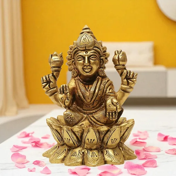 Antique_100%_Pure_Brass_Lotus_Lakshmi_Devi_Idol_Statue_For_Pooja_,Goddess_Laxmi_Idols_For_Temple_Pooja_Room_And_Diwali_Decoration_Gifts