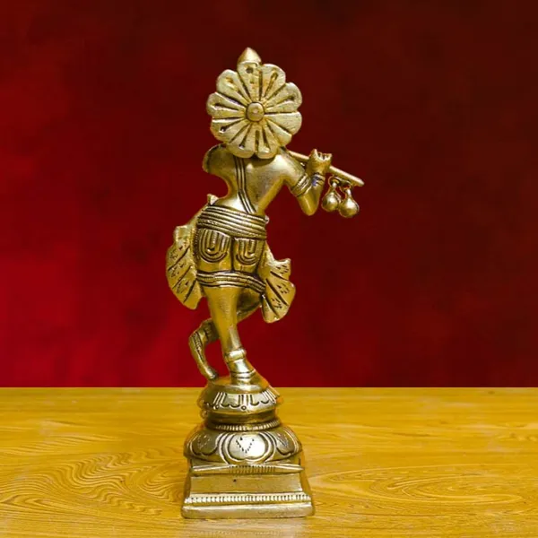 Brass_Krishna_Idol_for_Home_Décor,_Pooja_Room,_Office_|Handcrafted_Lord_Krishna_Statue,_Showpiece,_Decorative_Gift