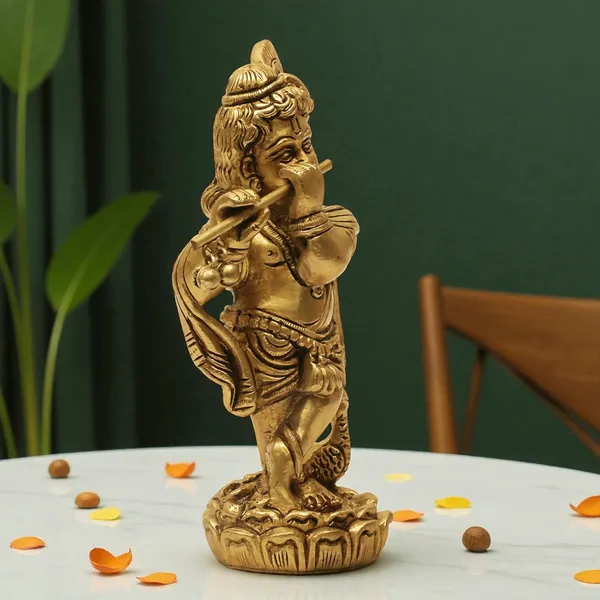 Brass_Krishna_Idol_for_Home_Décor,_Pooja_Room,_Office_|Handcrafted_Lord_Krishna_Statue,_Showpiece,_Decorative_Gift