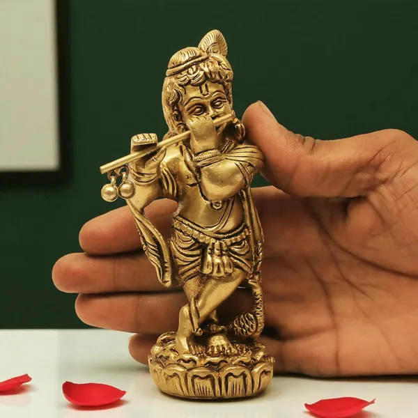 Brass_Krishna_Idol_for_Home_Décor,_Pooja_Room,_Office_|Handcrafted_Lord_Krishna_Statue,_Showpiece,_Decorative_Gift