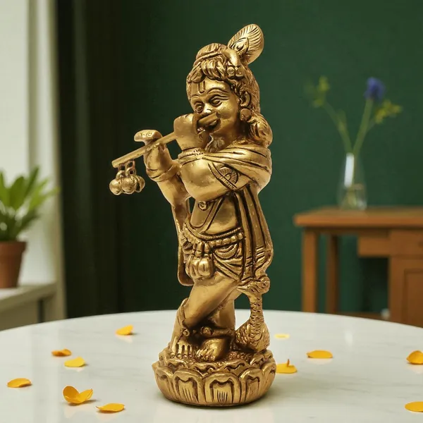 Brass_Krishna_Idol_for_Home_Décor,_Pooja_Room,_Office_|Handcrafted_Lord_Krishna_Statue,_Showpiece,_Decorative_Gift