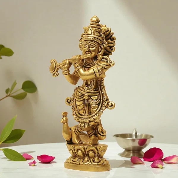 Brass_Krishna_Idol_for_Home_Décor,_Pooja_Room,_Office_|Handcrafted_Lord_Krishna_Statue,_Showpiece,_Decorative_Gift