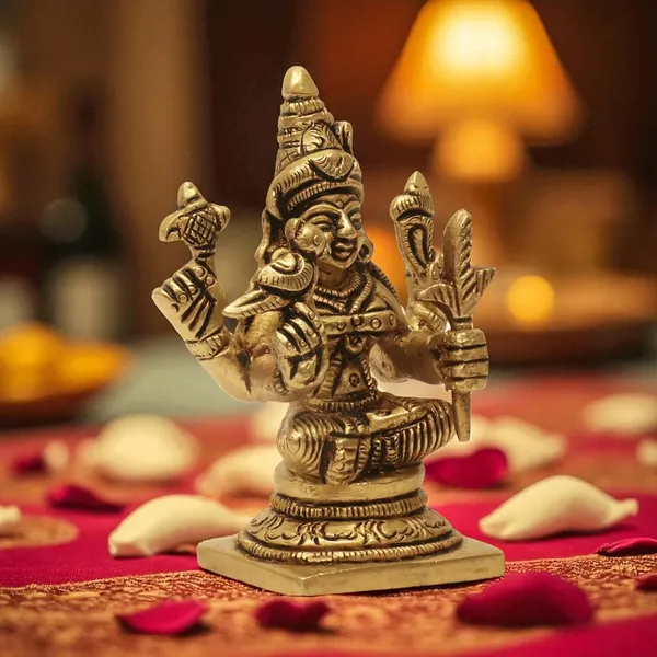 Antique_100%_Pure_Brass_Sri_Kanchi_Kamakshi,_Adhi_Sankarar,_Maha_Periyava_Divine_Holy_Blessing_For_Pooja_Gift