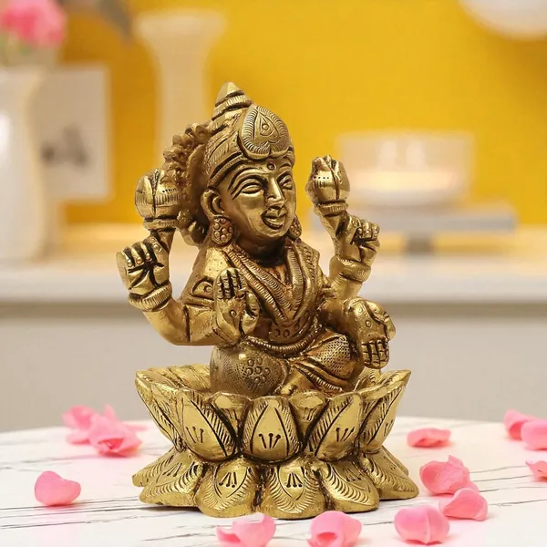 Antique_100%_Pure_Brass_Lotus_Lakshmi_Devi_Idol_Statue_For_Pooja_,Goddess_Laxmi_Idols_For_Temple_Pooja_Room_And_Diwali_Decoration_Gifts