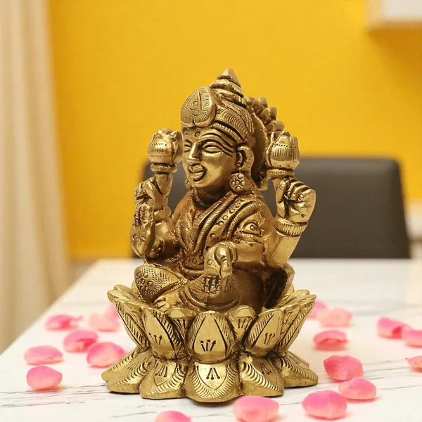 Antique_100%_Pure_Brass_Lotus_Lakshmi_Devi_Idol_Statue_For_Pooja_,Goddess_Laxmi_Idols_For_Temple_Pooja_Room_And_Diwali_Decoration_Gifts