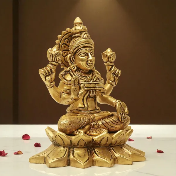 Antique_100%_Pure_Brass_Lotus_Lakshmi_Devi_Idol_Statue_For_Pooja_,Temple_Room_,Diwali_Decoration_Gifts