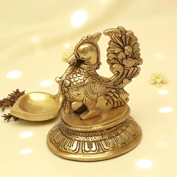 Antique_100%_Pure_Annapakshi_Deepam_Peacock_Diya_Design_Curved_Oil_Lamp/Deepak/Diya_For_Pooja_Room_Home_Decor_Temple_Office_Diwali