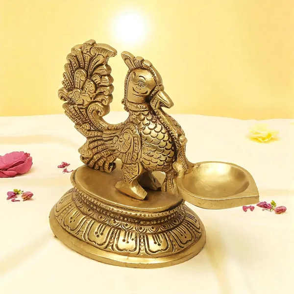 Antique_100%_Pure_Annapakshi_Deepam_Peacock_Diya_Design_Curved_Oil_Lamp/Deepak/Diya_For_Pooja_Room_Home_Decor_Temple_Office_Diwali