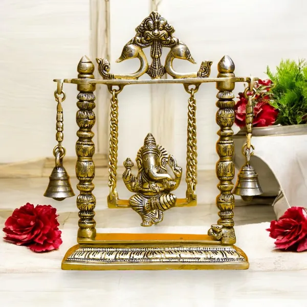 Antique_Brass_Jhula_Ganesh_Idol_For_Home_Pooja,_Ganesh_Murti_For_Gift_Vinayaka_Idol_Vinayagar_Statue_For_Home_Decor,_Office_Desk,_Showpiece,_House_Warming