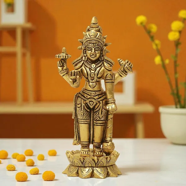 Antique_100%_Pure_Brass_Lotus_Narayan_Kamal_Vishnu_Standing_On_Lotus_For_Pooja,_Krishna_Idol_Murti_Decoretive_Showpiece