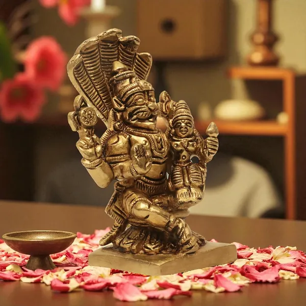 Antique_100%_Pure_Brass_Lord_Narasimha_With_Goddess_Lakshmi_Statue_Idol_Statue