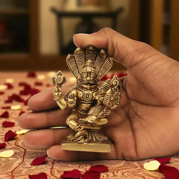 Antique_100%_Pure_Brass_Lord_Narasimha_With_Goddess_Lakshmi_Statue_Idol_Statue