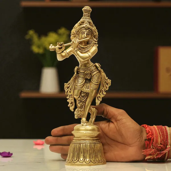Brass_Krishna_Idol_for_Home_Décor,_Pooja_Room,_Office_|Handcrafted_Lord_Krishna_Statue,_Showpiece,_Decorative_Gift