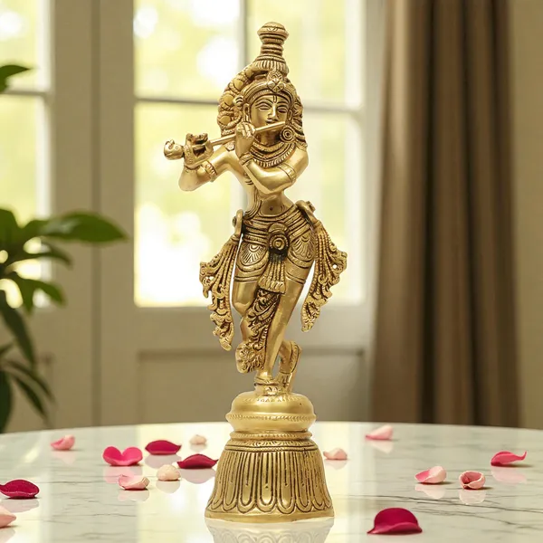 Brass_Krishna_Idol_for_Home_Décor,_Pooja_Room,_Office_|Handcrafted_Lord_Krishna_Statue,_Showpiece,_Decorative_Gift