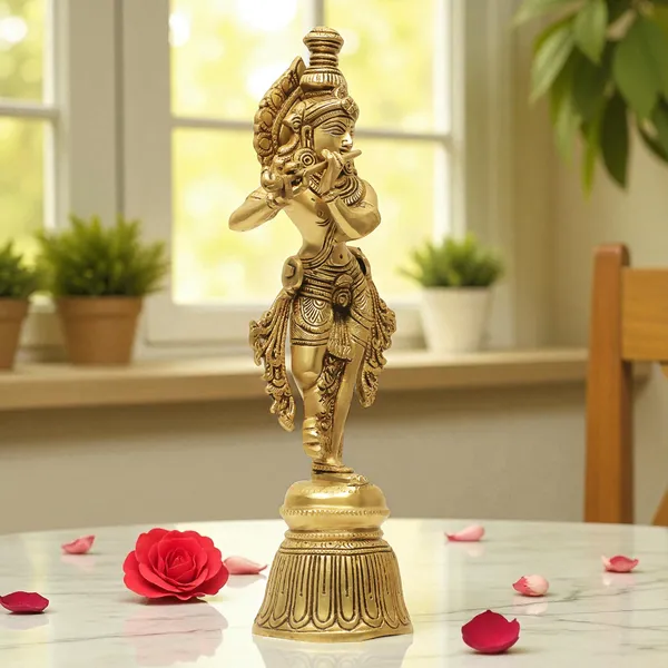 Brass_Krishna_Idol_for_Home_Décor,_Pooja_Room,_Office_|Handcrafted_Lord_Krishna_Statue,_Showpiece,_Decorative_Gift