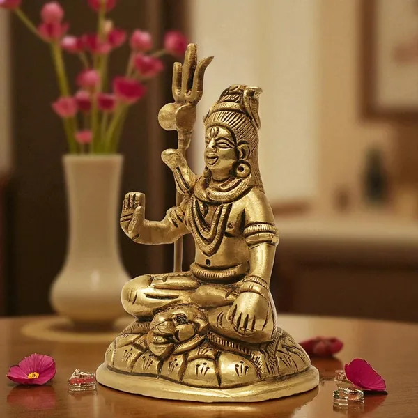 Antique_Shiva_Idol_For_Home_Pooja_Room,_Mahadev_Murti_With_Trishul_And_Damru,_Meditating_Statue_For_House_Warming_Gift_And_Decor