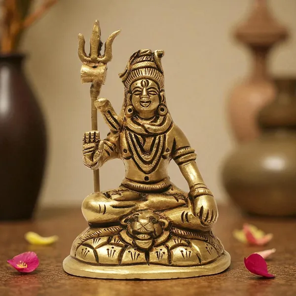 Antique_Shiva_Idol_For_Home_Pooja_Room,_Mahadev_Murti_With_Trishul_And_Damru,_Meditating_Statue_For_House_Warming_Gift_And_Decor