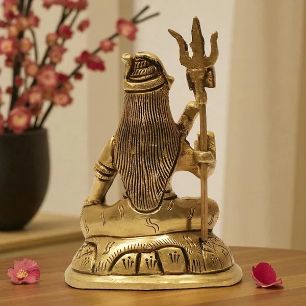 Antique_Shiva_Idol_For_Home_Pooja_Room,_Mahadev_Murti_With_Trishul_And_Damru,_Meditating_Statue_For_House_Warming_Gift_And_Decor