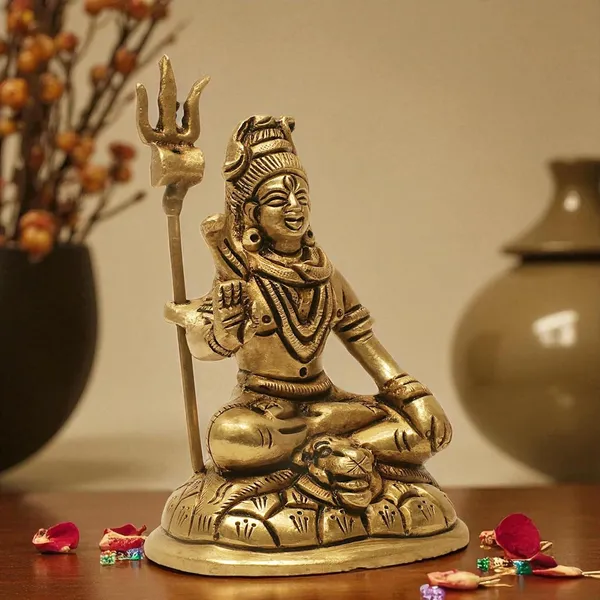 Antique_Shiva_Idol_For_Home_Pooja_Room,_Mahadev_Murti_With_Trishul_And_Damru,_Meditating_Statue_For_House_Warming_Gift_And_Decor