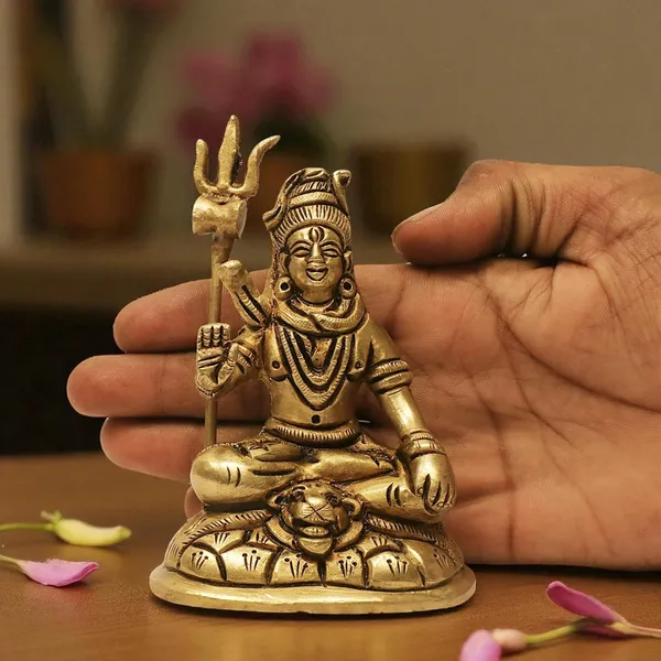 Antique_Shiva_Idol_For_Home_Pooja_Room,_Mahadev_Murti_With_Trishul_And_Damru,_Meditating_Statue_For_House_Warming_Gift_And_Decor