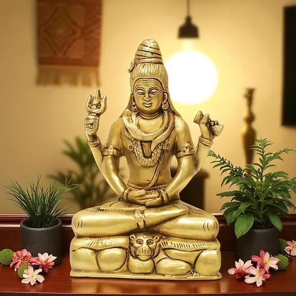 Antique_Shiva_Idol_For_Home_Pooja_Room,_Mahadev_Murti_With_Trishul_And_Damru,_Meditating_Statue_For_House_Warming_Gift_And_Decor