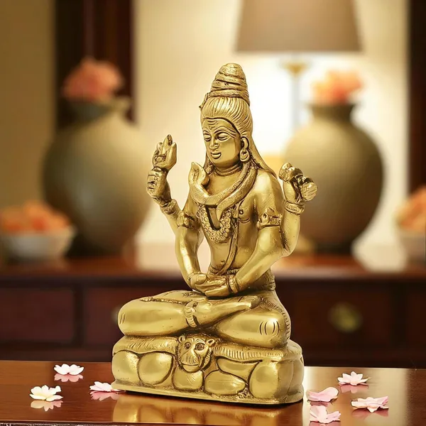 Antique_Shiva_Idol_For_Home_Pooja_Room,_Mahadev_Murti_With_Trishul_And_Damru,_Meditating_Statue_For_House_Warming_Gift_And_Decor