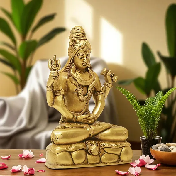Antique_Shiva_Idol_For_Home_Pooja_Room,_Mahadev_Murti_With_Trishul_And_Damru,_Meditating_Statue_For_House_Warming_Gift_And_Decor